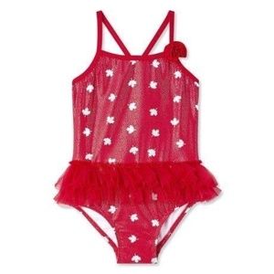 BRAND NEW girl youth George red maple leaf tutu swimsuit size 2T & 3T